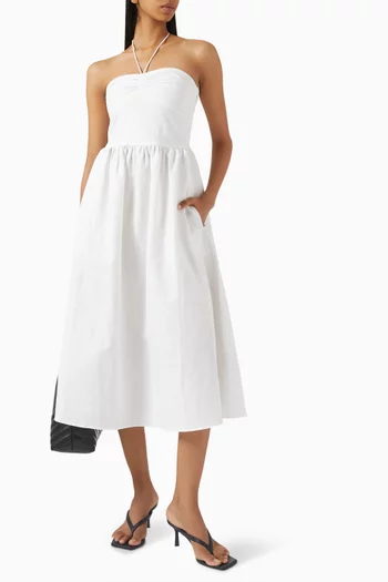 Halterneck Midi Dress in Linen-blend