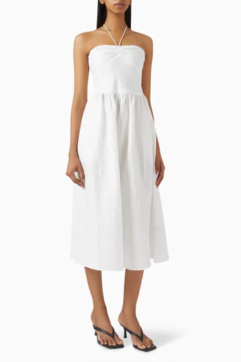 Halterneck Midi Dress in Linen-blend