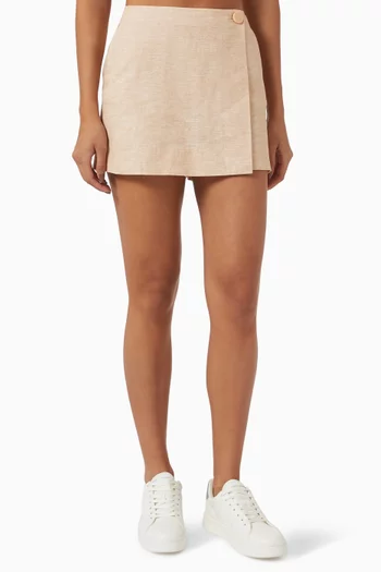 The Grid Skort in Linen-blend