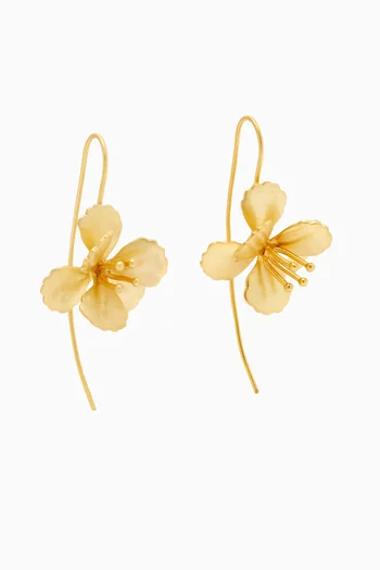 3D Flower Hanging Earrings in 18kt Gold-plated Metal