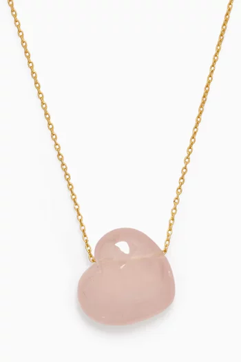 Quartz Heart Necklace in 18kt Gold-plated Metal
