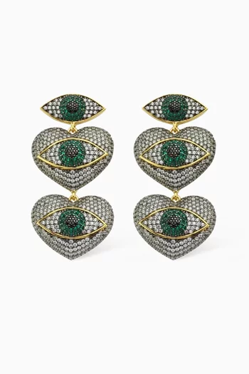 In Love With A Woman Crystal Earrings in 24kt Gold-plated Bronze