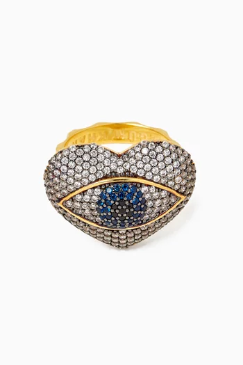 Occhio del Amore Ring in 24kt Gold-plated Bronze & Silver