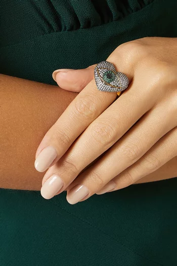 Occhio Del Amore Crystal Ring in 24kt Gold-plated Bronze