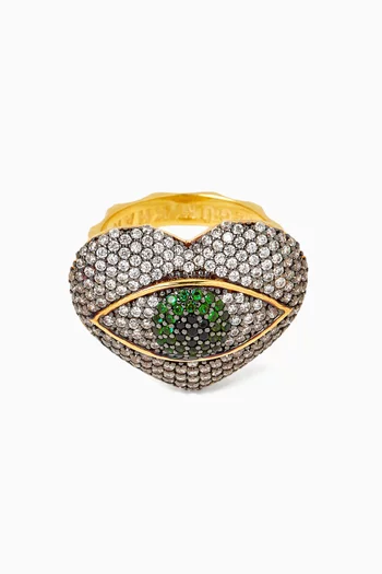 Occhio Del Amore Crystal Ring in 24kt Gold-plated Bronze