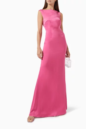 Kaisy Maxi Dress in Crepe Satin