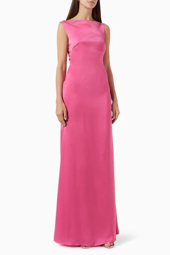 Kaisy Maxi Dress in Crepe Satin