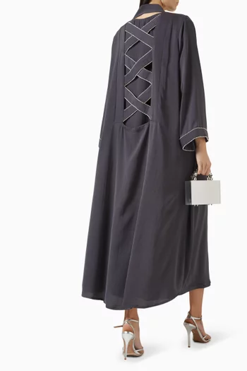 طقم عباية وفستان مطرز بالكريستال