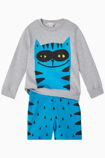 Cat Printed Sweatshirt in Organic Cotton