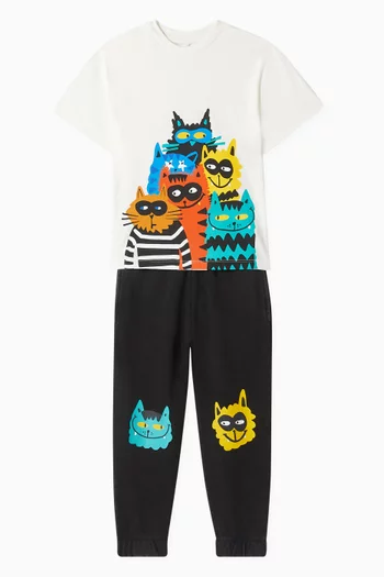 Cats Printed Sweatpants in Cotton