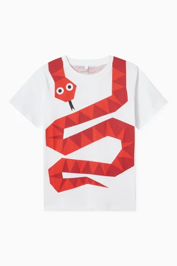Snake Graphic-print T-shirt in Cotton