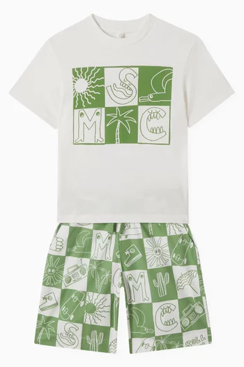 Logo-print Checked Sweatshorts in Organic Cotton