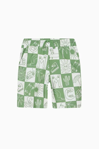 Logo-print Checked Sweatshorts in Organic Cotton