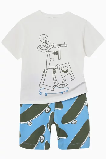 Skateboard-print Sweatshorts in Organic Cotton