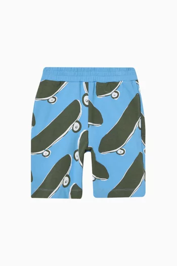 Skateboard-print Sweatshorts in Organic Cotton