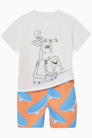 Skateboard-print Swim Shorts