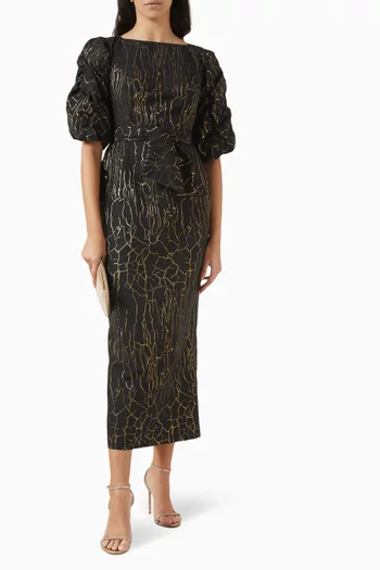 Sedum Textured Maxi Dress in Cotton-blend