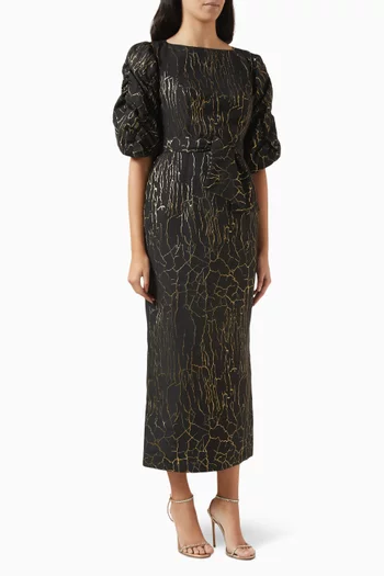 Sedum Textured Maxi Dress in Cotton-blend