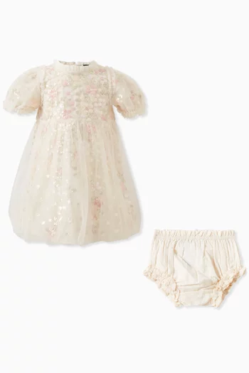 Exclusive Confetti Sequin-embellished Dress & Bloomers Set