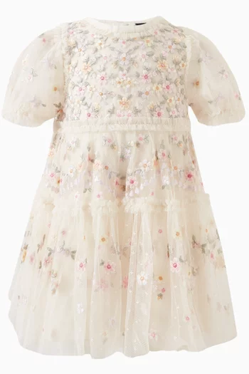 Exclusive Garland Ribbon Embroidered Dress & Bloomers Set