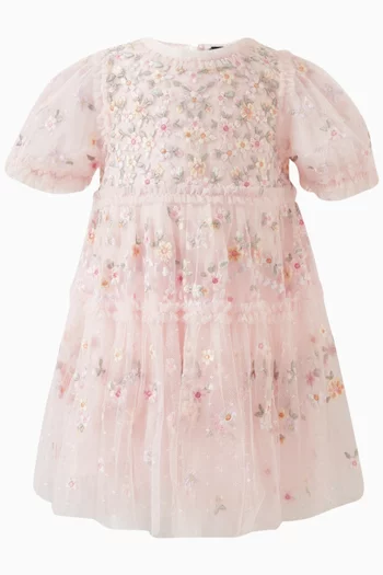 Exclusive Garland Ribbon Embroidered Dress & Bloomers Set