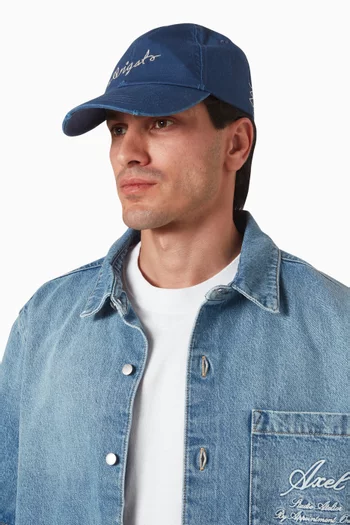 Seam Distressed Cap in Denim