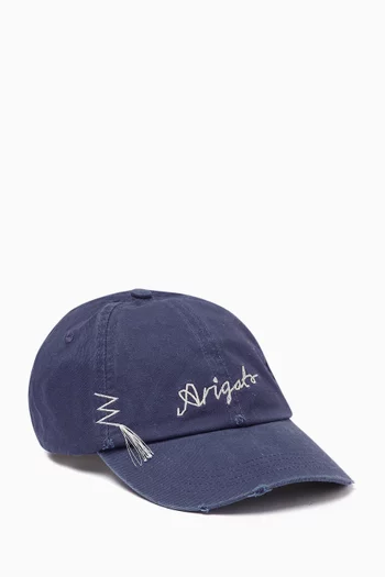Seam Distressed Cap in Denim