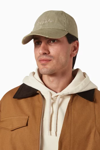 Seam Distressed Cap in Denim
