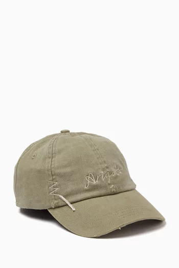 Seam Distressed Cap in Denim