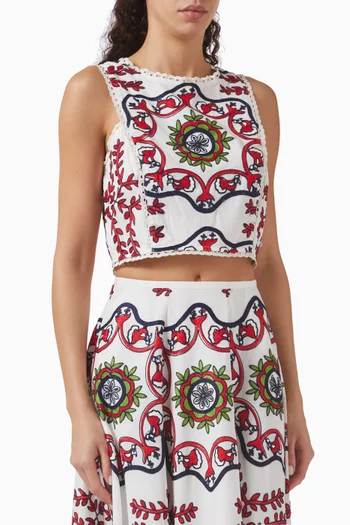 Embroidered Crop Top in Cotton