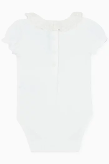 Lace Collar Bodysuit in Cotton