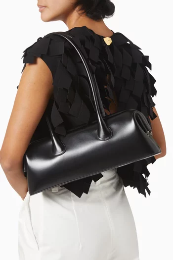 Boat Wide Shoulder Bag in Leather