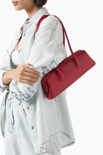 Mini Boat Wide Shoulder Bag in Leather