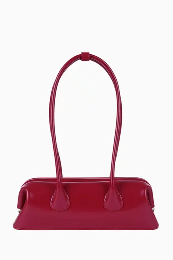 Mini Boat Wide Shoulder Bag in Leather