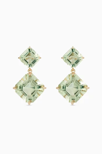Asscher-cut Amethyst Drop Earrings in 14kt Yellow Gold