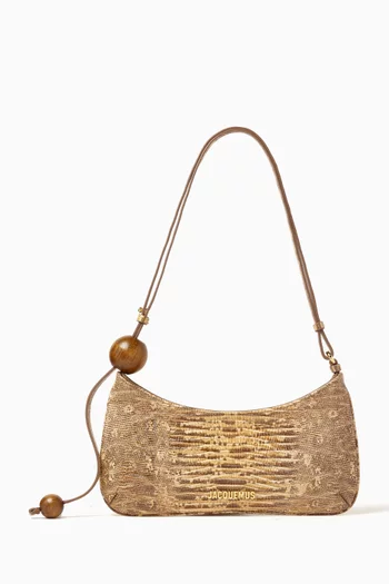 Le Bisou Perle Shoulder Bag in Python-print Leather