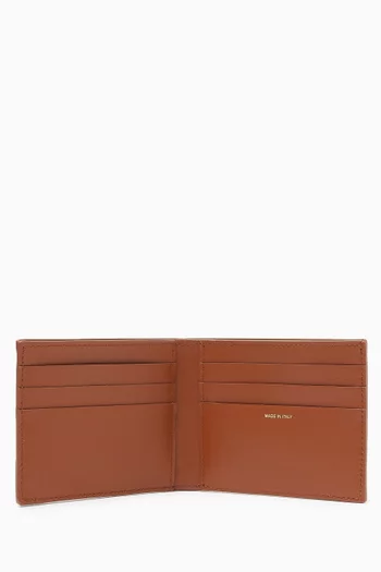 محفظة رفيعة ثنائية الطي بخطوط الماركة جلد