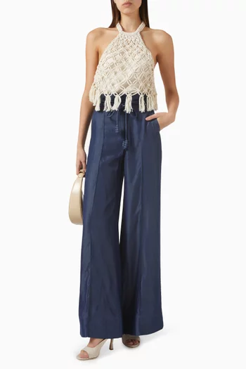 A-mar Macramé Top in Linen-cotton
