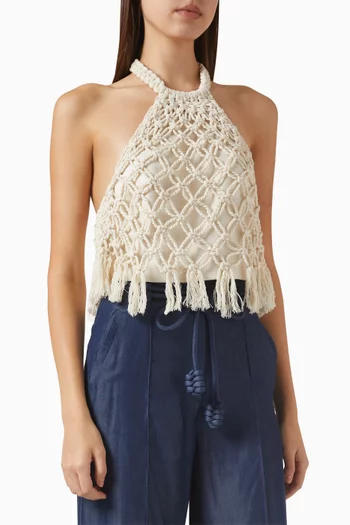 A-mar Macramé Top in Linen-cotton