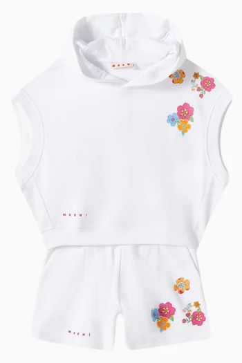 Floral-print Hoodie in Cotton