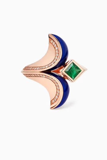Speak Your Truth Diamond & Emerald Ring in 18kt Rose Gold