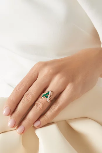 Retro Diamond & Enamel Letter 'A' Ring in 18kt Rose Gold