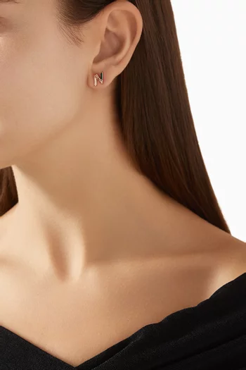 Retro Diamond & Enamel Letter 'N' Earrings in 18kt Rose Gold