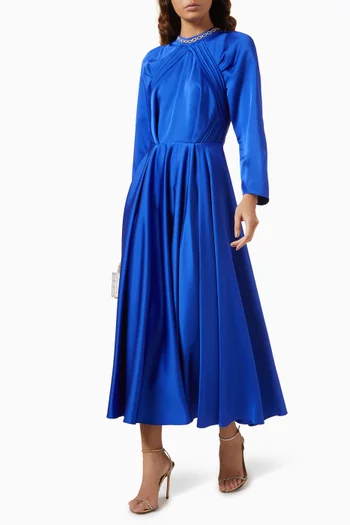 Embellished Neck Midi Dress