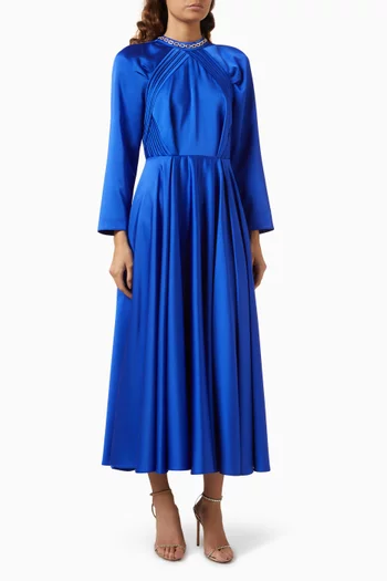 Embellished Neck Midi Dress