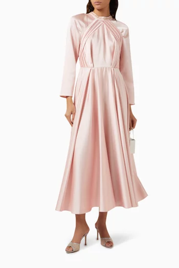 Embellished Neck Midi Dress