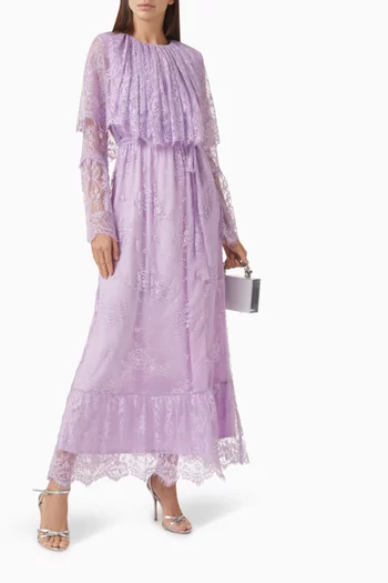 Belted Midi Dress in Lace