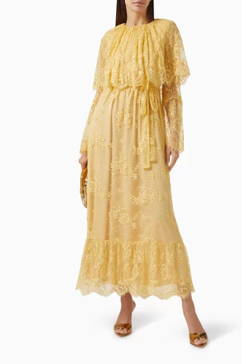 Belted Midi Dress in Lace