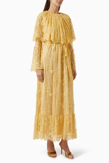 Belted Midi Dress in Lace