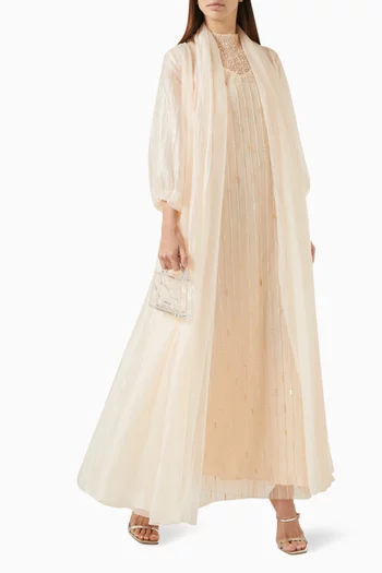 Embellished 3-piece Abaya Set in Organza & Tulle